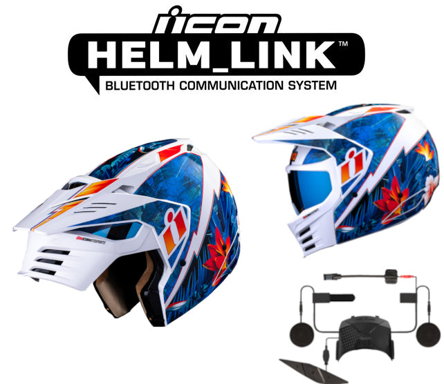 Icon Elsinore Bluetooth Helmet Kaonohi Blue HelmLink