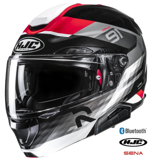 HJC RPHA 91S Bluetooth Helmet Carbon Madal MC1 50b Installed
