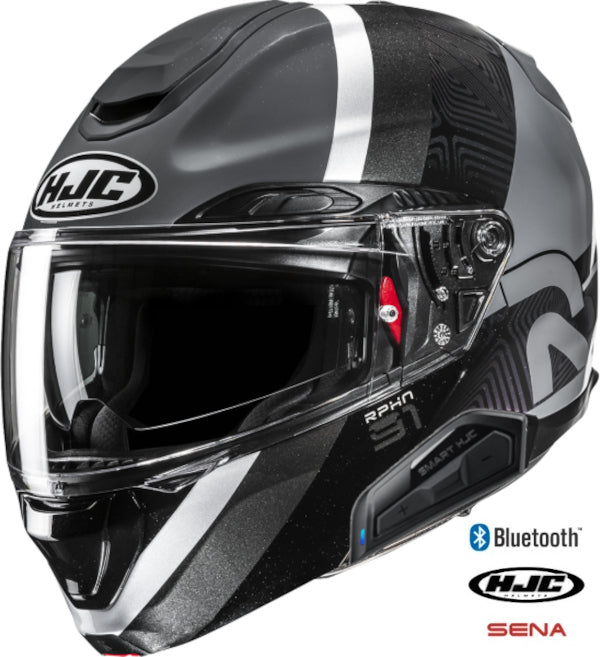 HJC RPHA 91S Bluetooth Helmet Carbon Fensh MC5 11b Installed