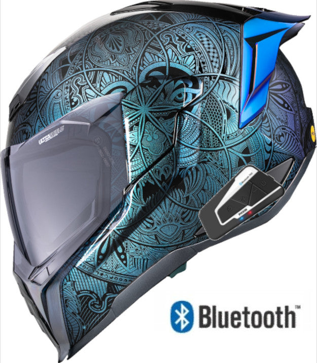 Icon Ultraflite Full Face Bluetooth Helmet Opal Mandala MIPS Blue