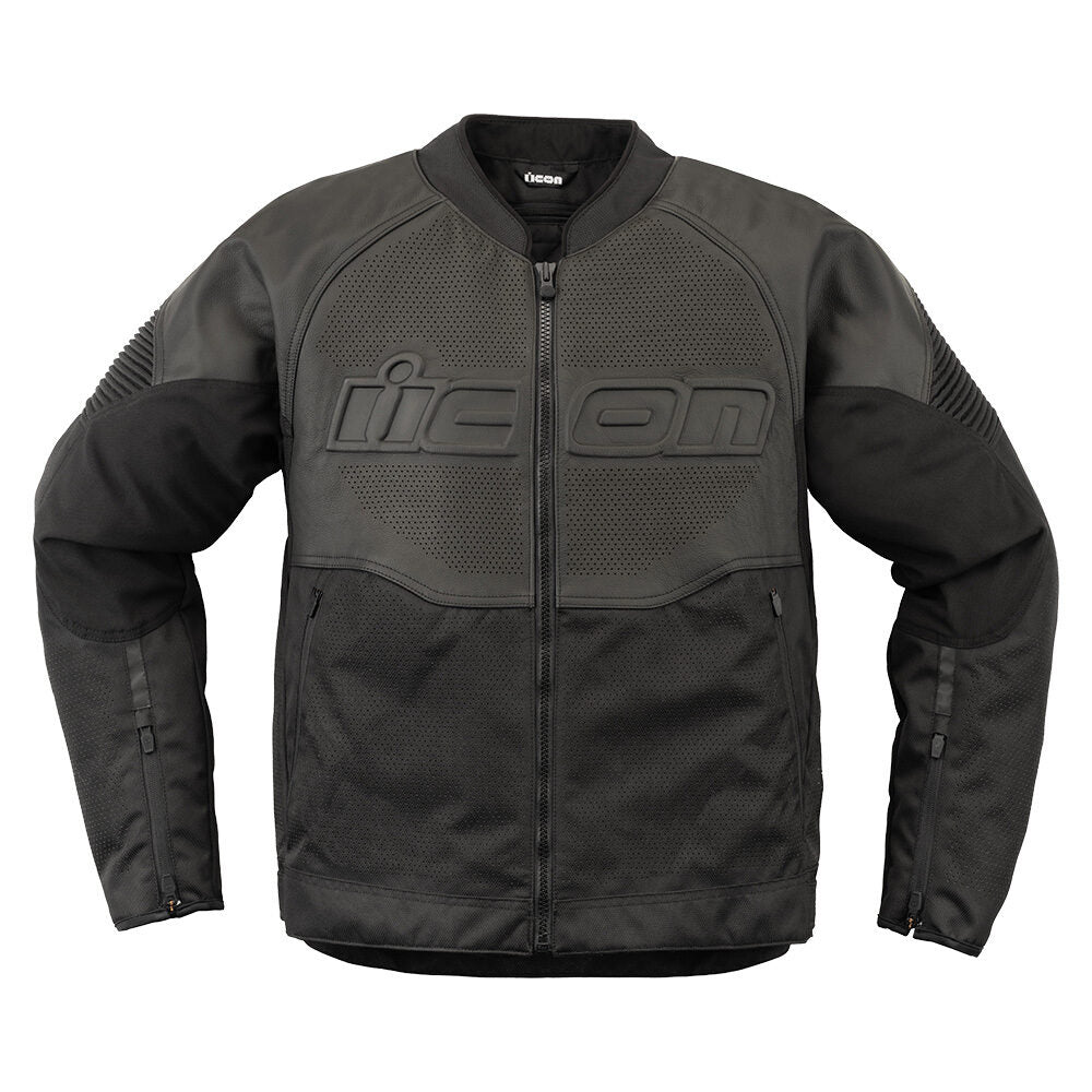 Icon Overlord 3 Leather Motorcycle Jacket Black