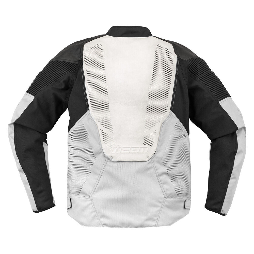 Icon Overlord 3 Leather Motorcycle Jacket White