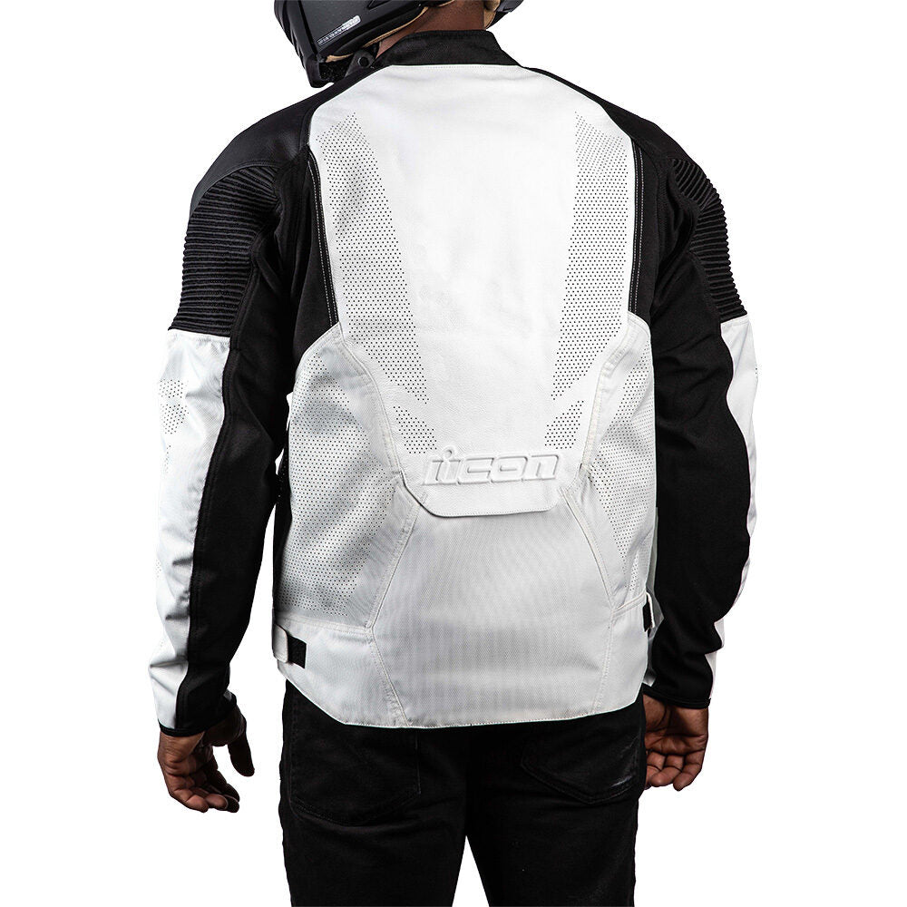 Icon Overlord 3 Leather Motorcycle Jacket White