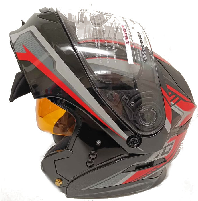 Gmax MD-01S Transistor Modular Street Helmet Black Red