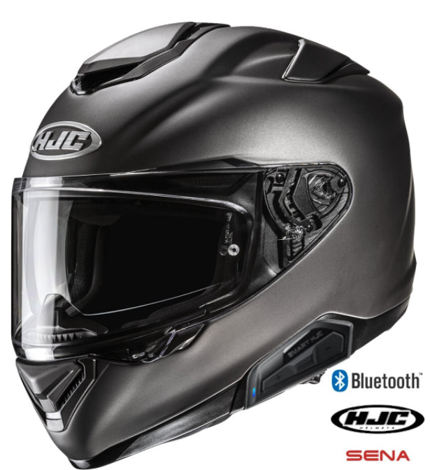 HJC RPHA 72 Full Face Bluetooth Helmet Titanium 11b Installed