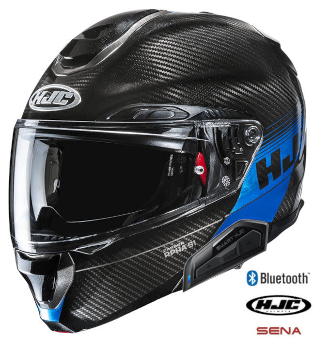 HJC RPHA 91 Bluetooth Helmet Carbon Elig MC2 11b Installed