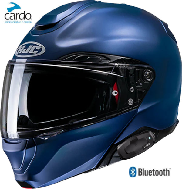 HJC RPHA 91 Bluetooth Helmet Metallic Blue Cardo Spirit Installed