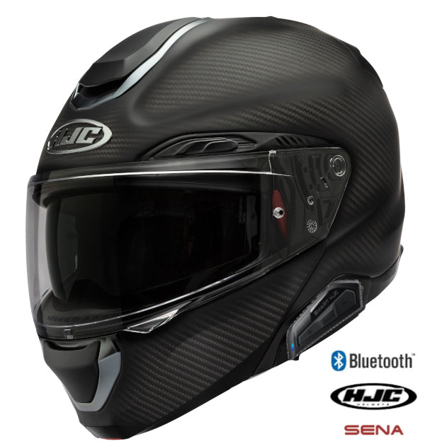 HJC RPHA 91 Bluetooth Helmet Matte Carbon Sena 11b Installed