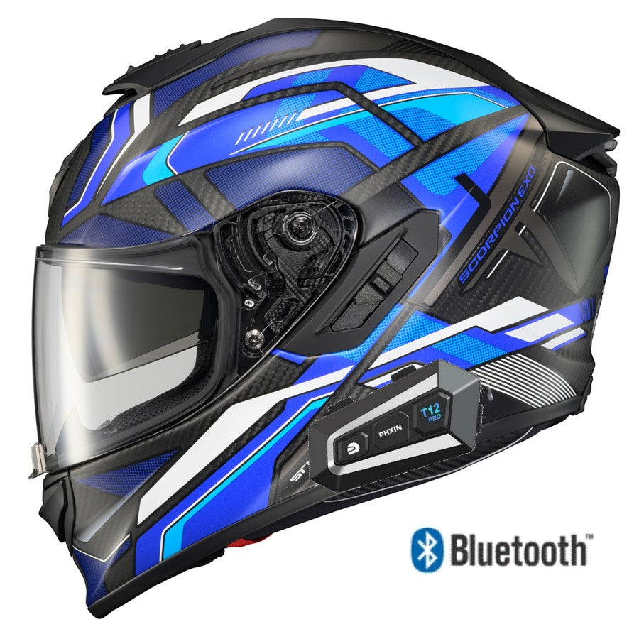 Scorpion EXO-ST1400 Carbon Bluetooth Helmet Hex Matte Blue