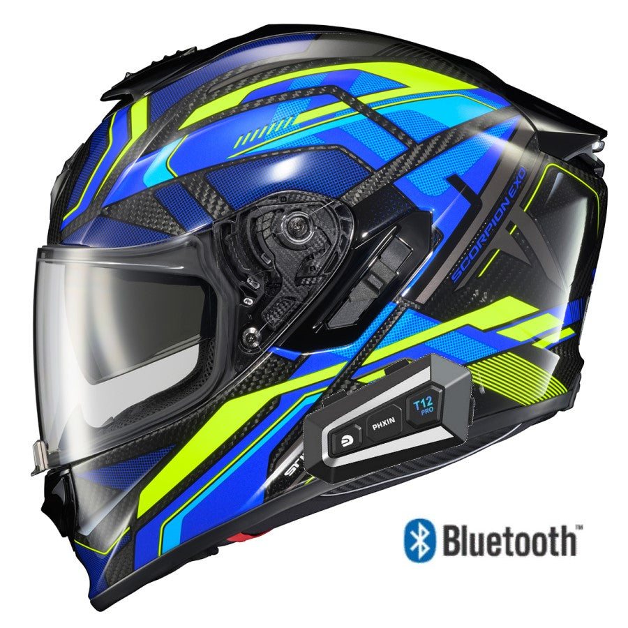 Scorpion EXO-ST1400 Carbon Bluetrooth Helmet Hex Gloss Blue