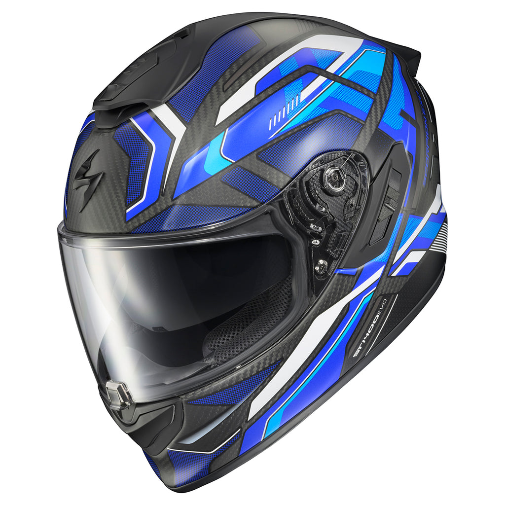shoei gt-air ii helmet vs scorpion exo-st1400 carbon helmet Scorpion EXO-ST1400 Evo Carbon Hex Helmet Matte Blue / Large