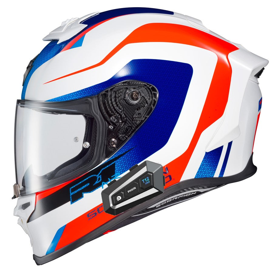 scorpion exo 900 helmet Scorpion EXO-R1 Air Bluetooth Full Face Hive Red/White/Blue