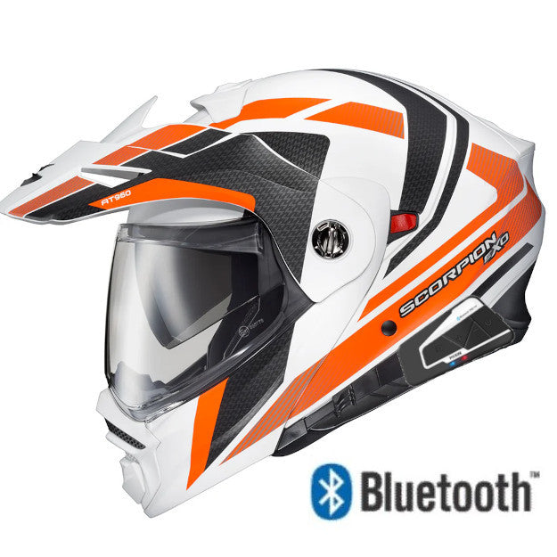 Scorpion EXO-AT960 Dual Sport Modular Bluetooth Helmet Hicks White Orange