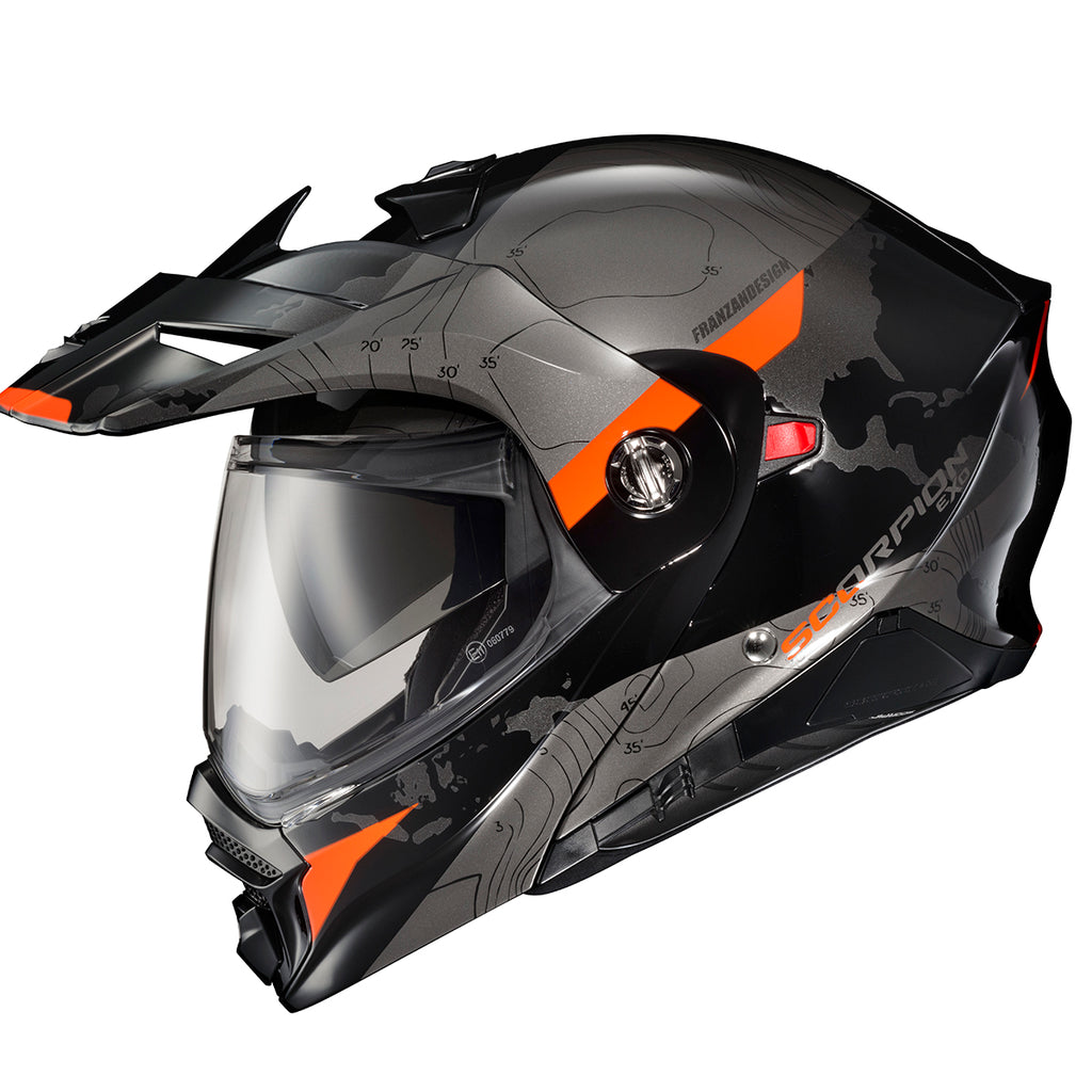 Scorpion EXO-AT960 Dual Sport Modular Helmet Topographic Black Orange