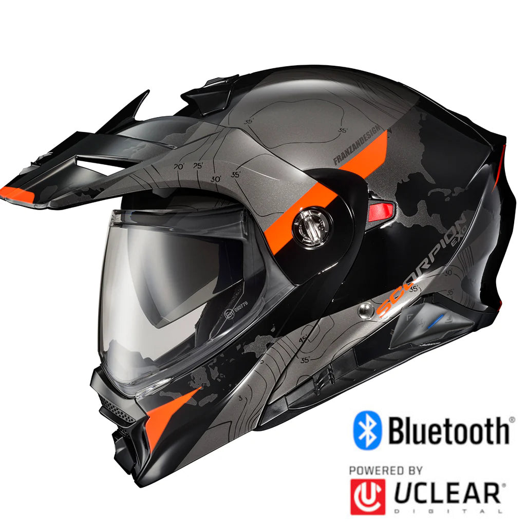 Scorpion EXO-AT960 Bluetooth Helmet Topographic Black Orange EXO-Com