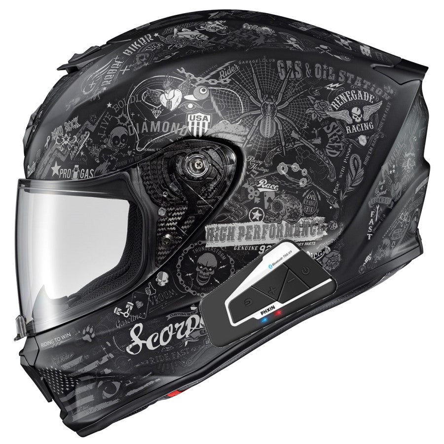 Scorpion EXO-R420 Full Face Bluetooth Helmet Shake II Graphic Black
