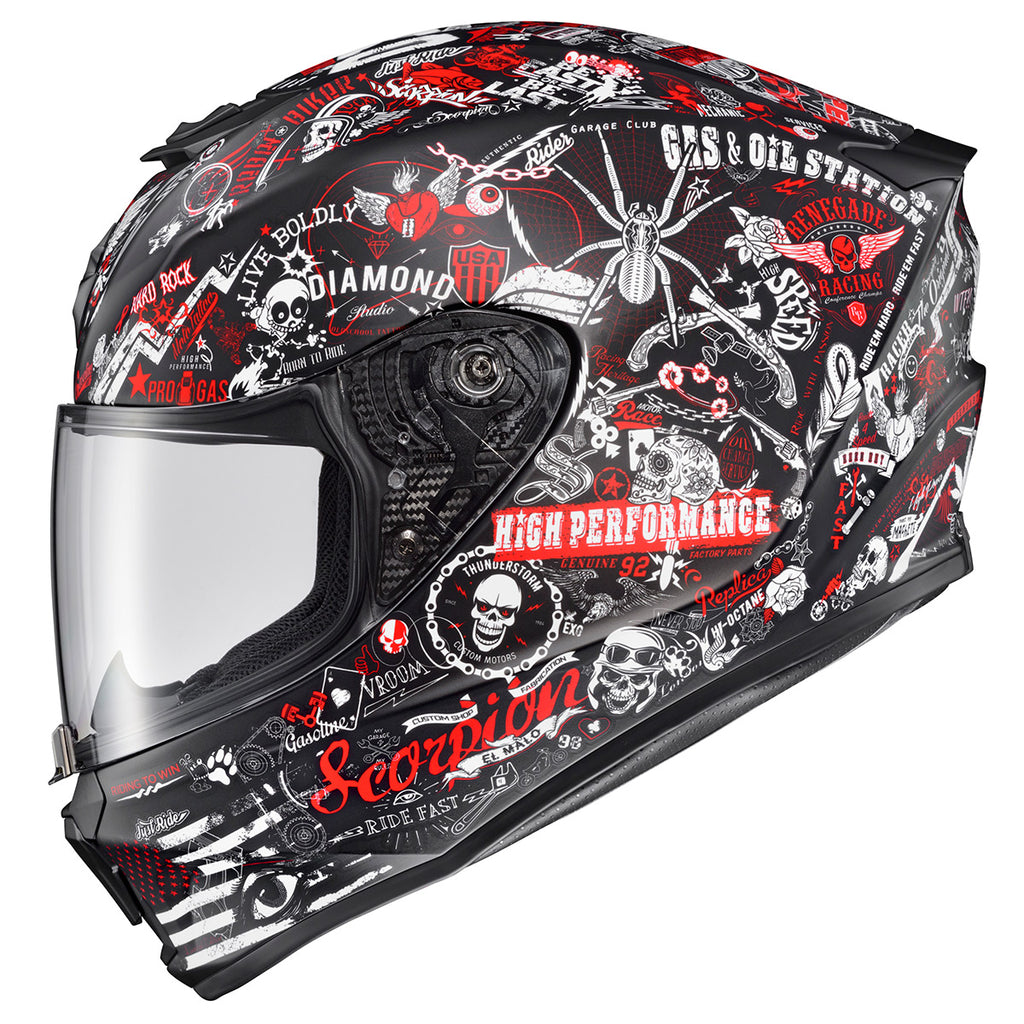 Scorpion EXO-R420 Full Face Helmet Shake II Graphic Red