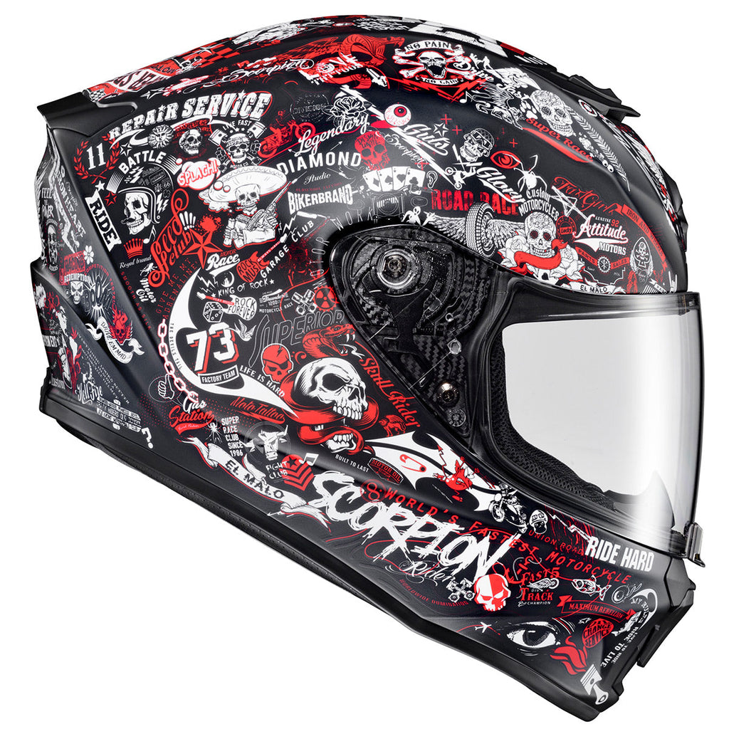 Scorpion EXO-R420 Full Face Bluetooth Helmet Shake II Graphic Red