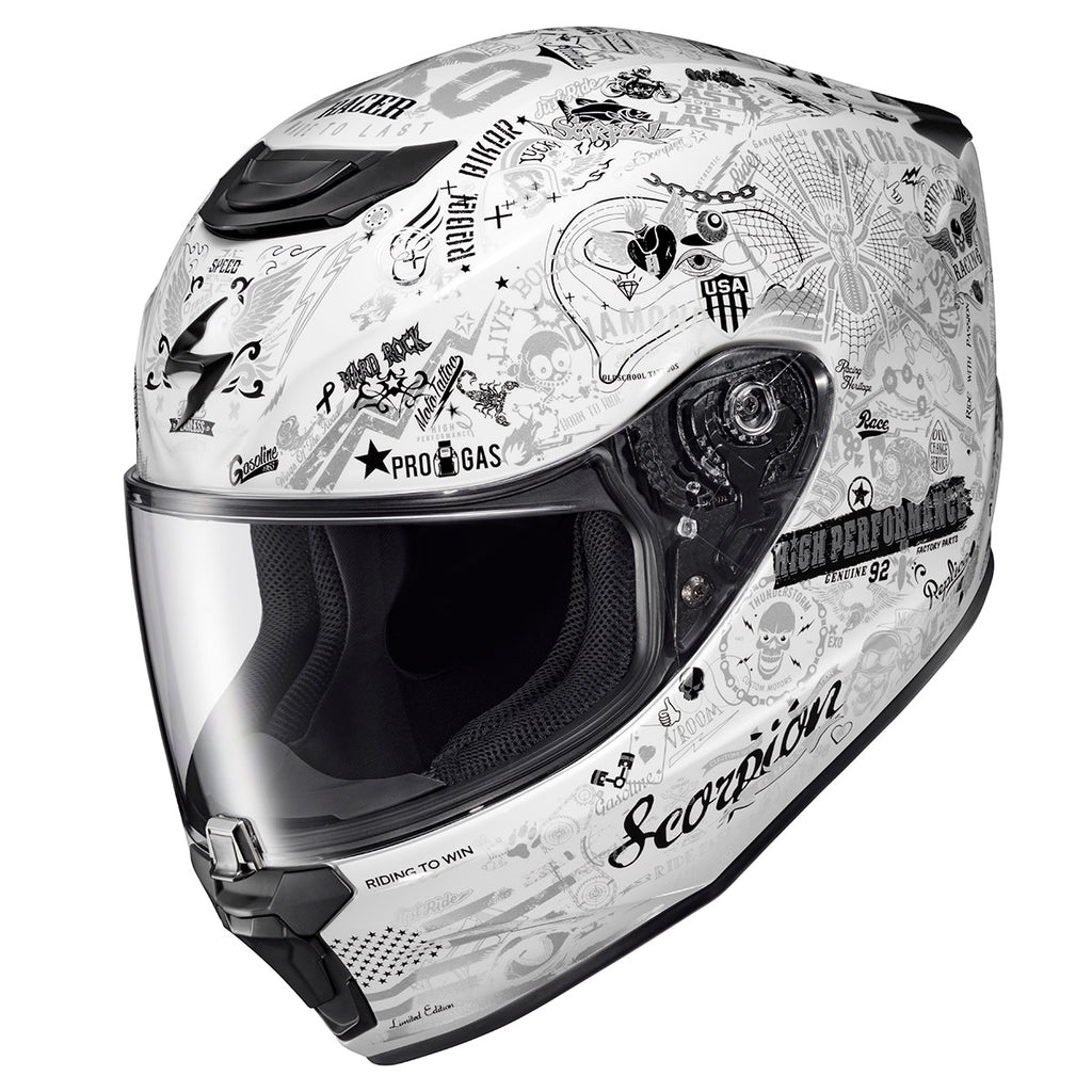 Scorpion EXO-R420 Full Face Helmet Shake II Graphic White