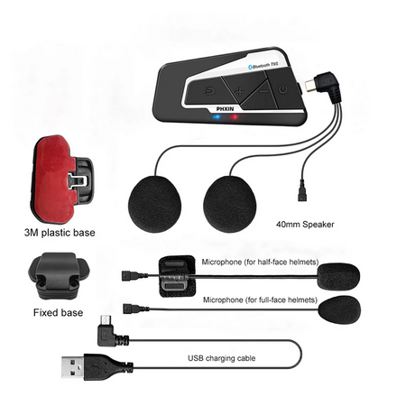 PHXIN T9S V2 Bluetooth Intercom Single FM Radio Waterproof