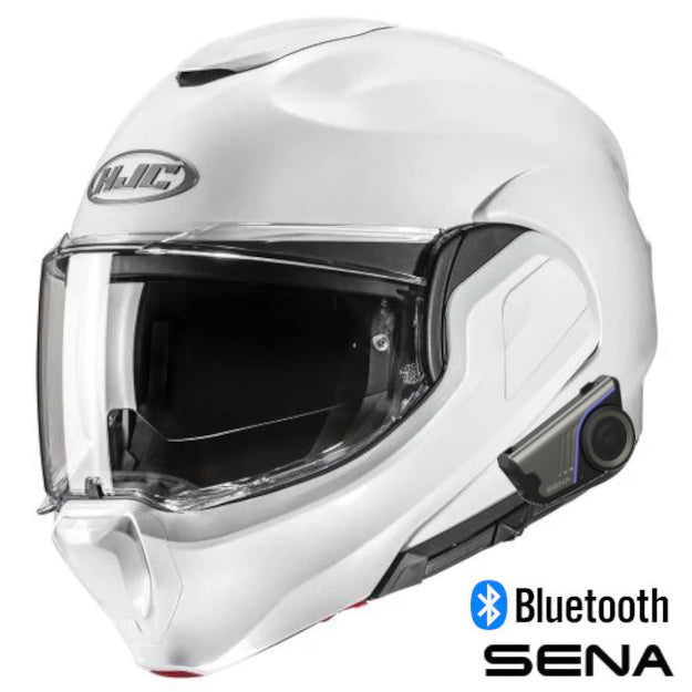 HJC F100 Modular Sena 60S Bluetooth Helmet White