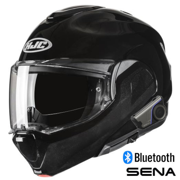 HJC F100 Modular Sena 60S Bluetooth Helmet Gloss Black