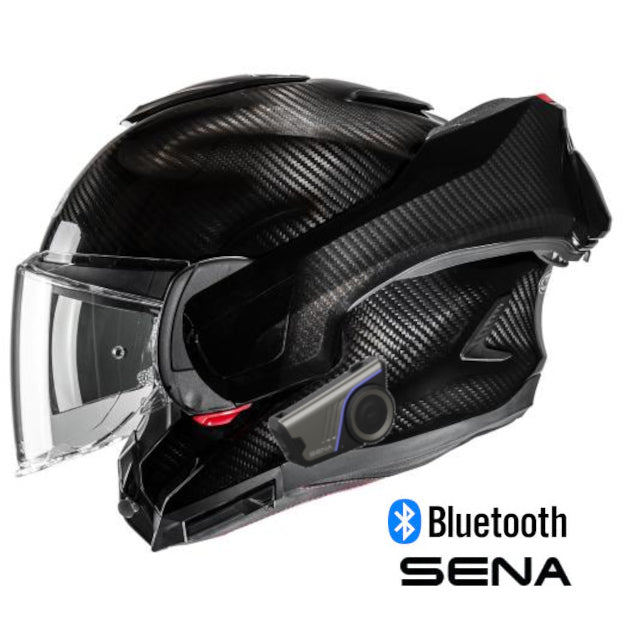 HJC F100 Modular Sena 60S Bluetooth Helmet Carbon