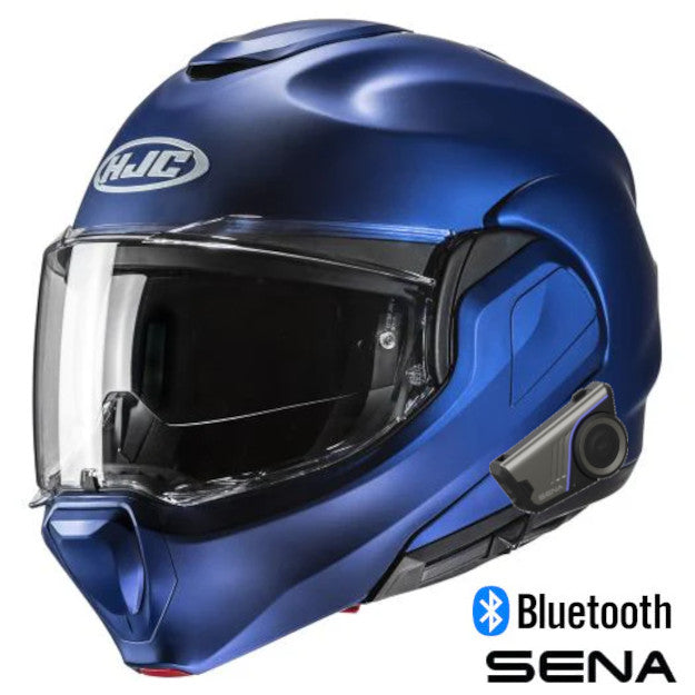 HJC F100 Modular Sena 60S Bluetooth Helmet Matte Blue