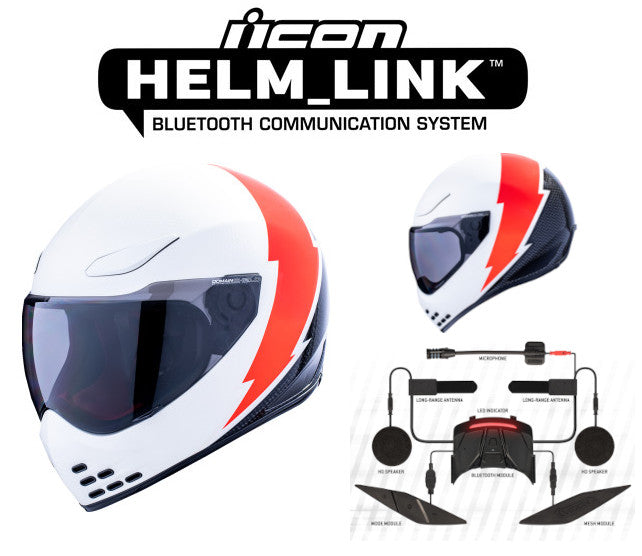 Icon Domain Bluetooth Helmet Slabtown White HelmLink