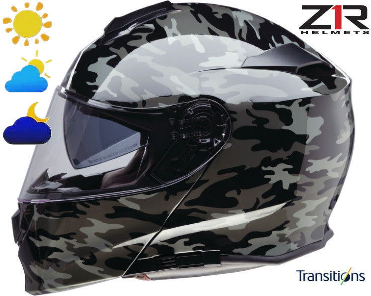 Z1R Solaris 2.0 Modular Helmet Camo Grey Photochromic Shield