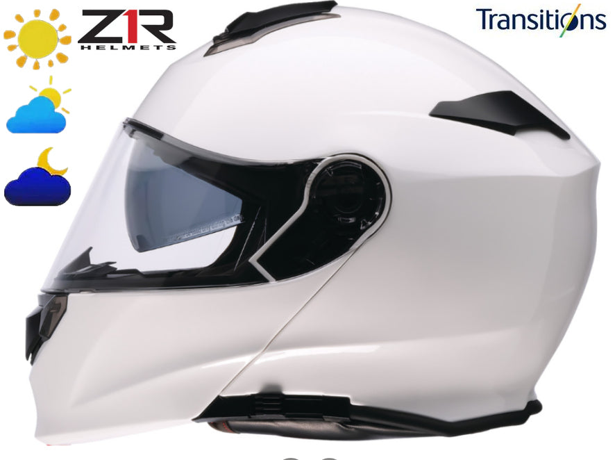 Z1R Solaris 2.0 Modular Helmet Gloss White Photochromic Shield