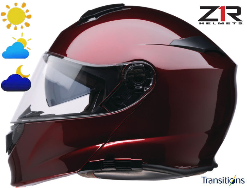 Z1R Solaris 2.0 Modular Helmet Wine Photochromic Shield