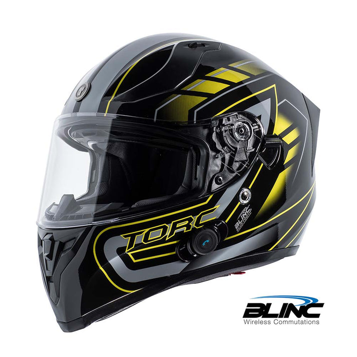 Torc T-15 Bluetooth Full Face Helmet Horizon Hi Viz Yellow Size Medium