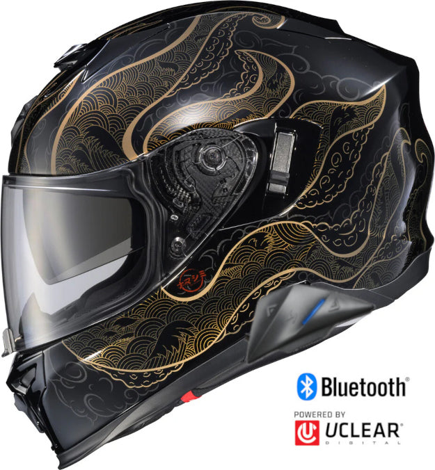 Scorpion EXO-T-520 Full Face Bluetooth Helmet Nama-Shimi Black/Gold  EXO-COM