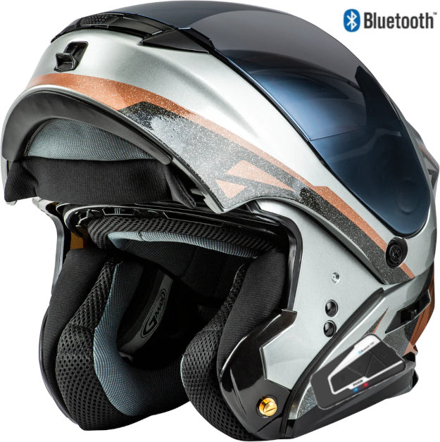 Gmax MD-01S Modular Bluetooth Helmet Volta Graphic Grey/Black/Copper Metallic