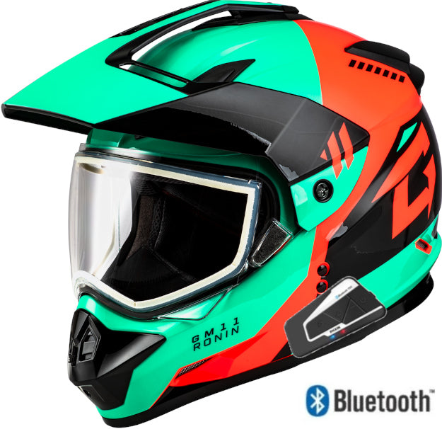 Gmax GM-11S Ronin Dual Sport Bluetooth Helmet Black/Aqua/Coral