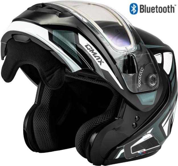 Gmax MD-04 Bluetooth Snow Helmet Sector Gloss Black Silver Electric Shield