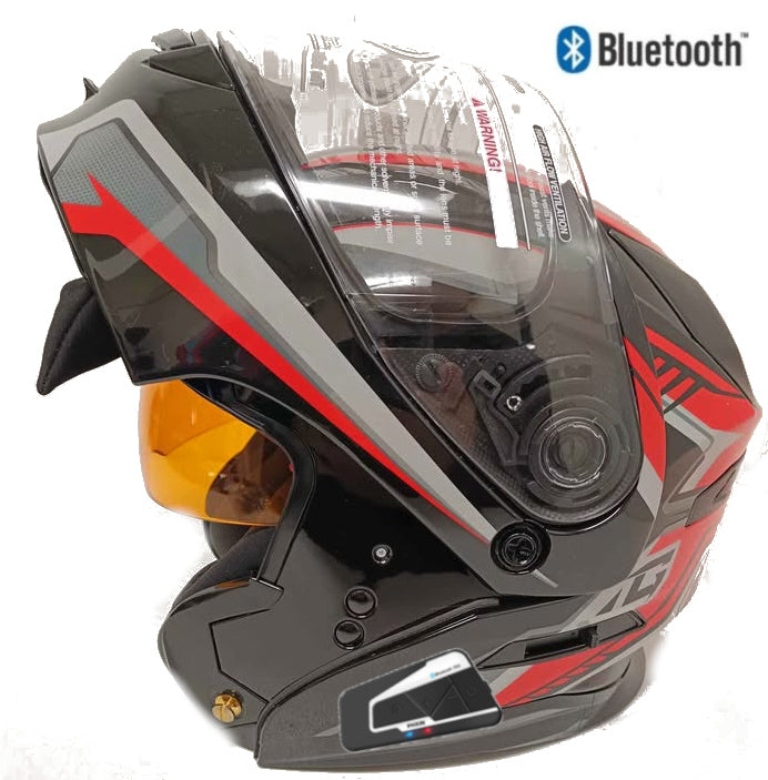 Gmax MD-01S Transistor Bluetooth Street Helmet Black Red