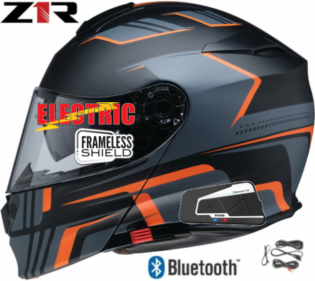 Z1R Solaris 2.0 Bluetooth Snow Helmet Slater Orange Electric Shield