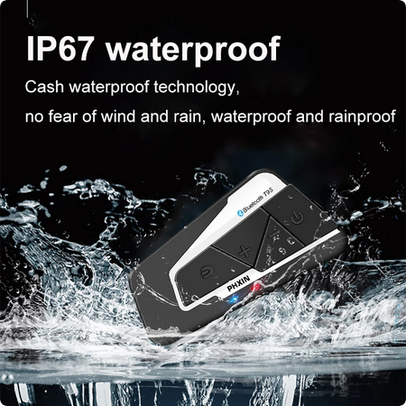 PHXIN T9S V2 Bluetooth Intercom Single FM Radio Waterproof