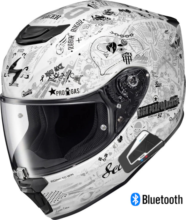Scorpion EXO-R330 Full Face BLuetooth Helmet Shake 2 White