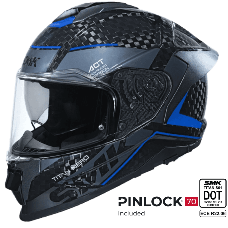SMK Titan V2 Carbon Full Face Helmet Nero Blue