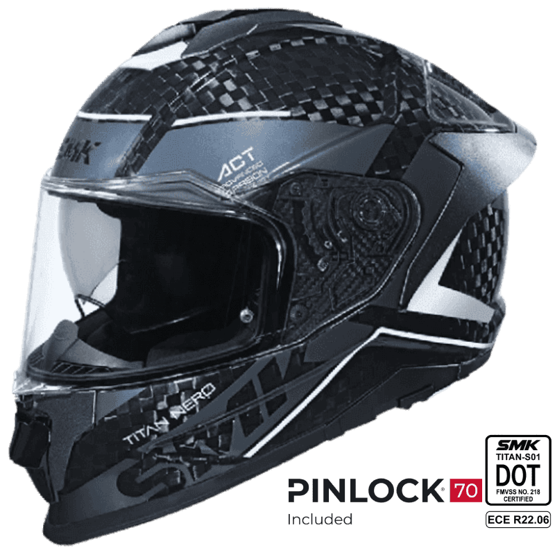 SMK Titan V2 Carbon Full Face Helmet Nero White