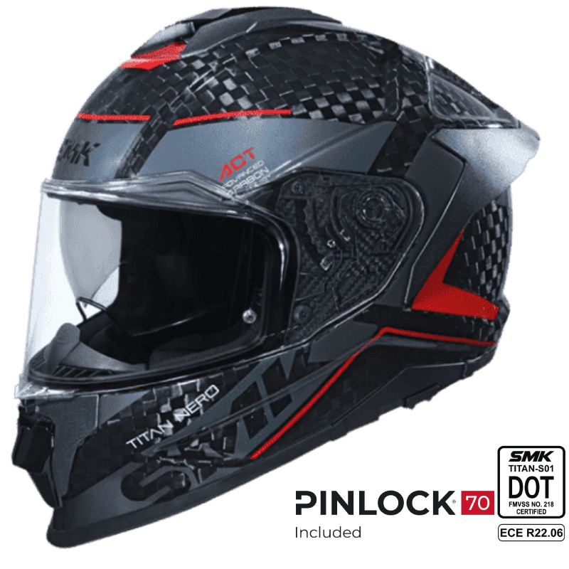 SMK Titan V2 Carbon Full Face Helmet Red