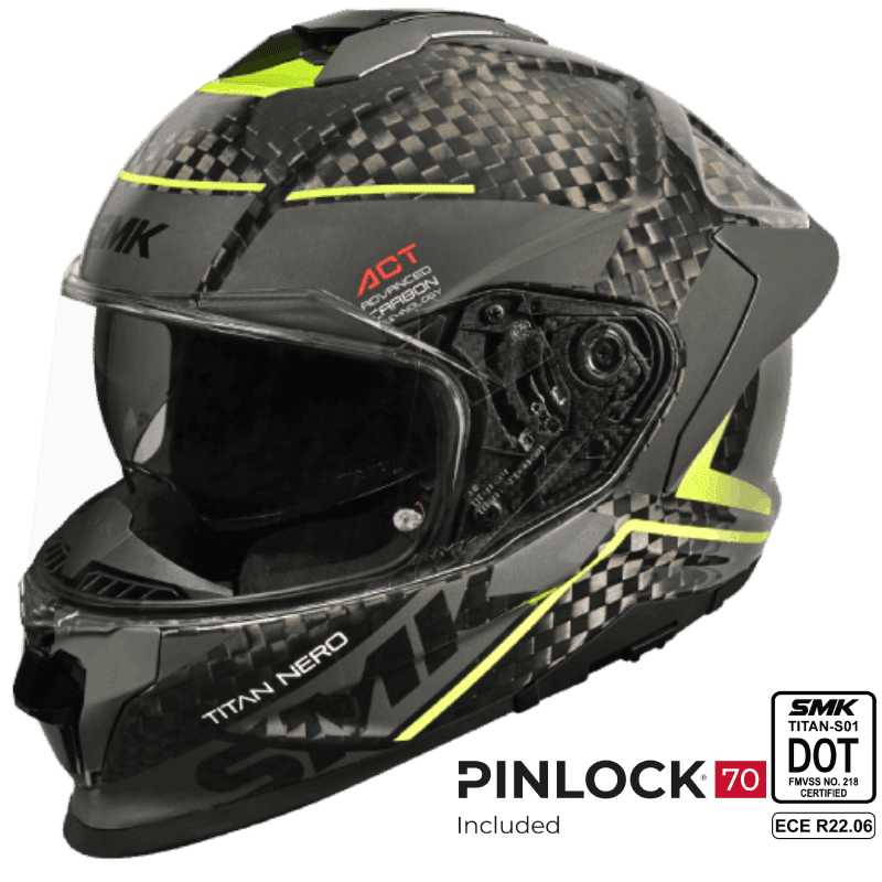 SMK Titan V2 Carbon Full Face Helmet Nero Hi-Vis