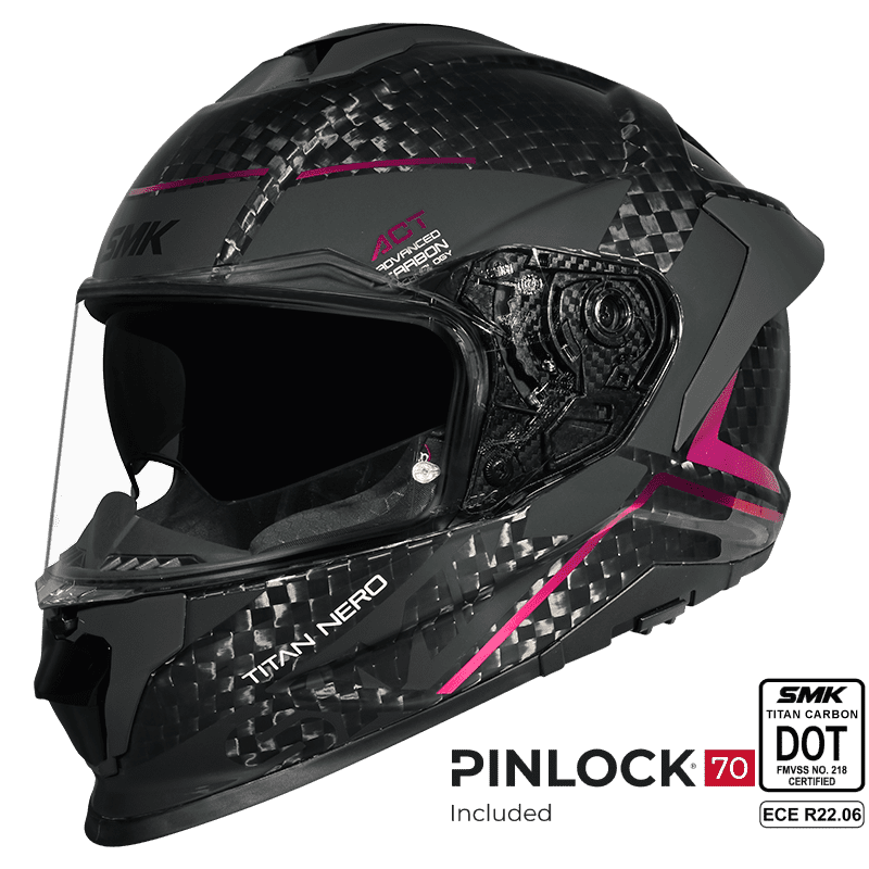 SMK Titan V2 Carbon Full Face Helmet Nero Magenta