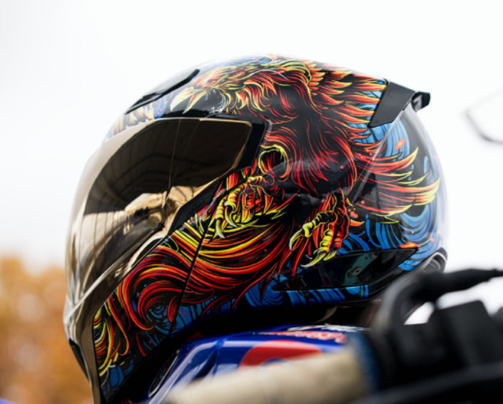 Icon Threshold Bluetooth Helmet Burn Birdie Burn Blue HelmLink