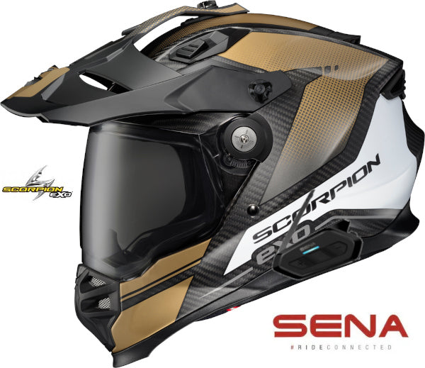 Scorpion XT9000 Bluetooth Helmet Carbon Trailhead Matte Gold Spider