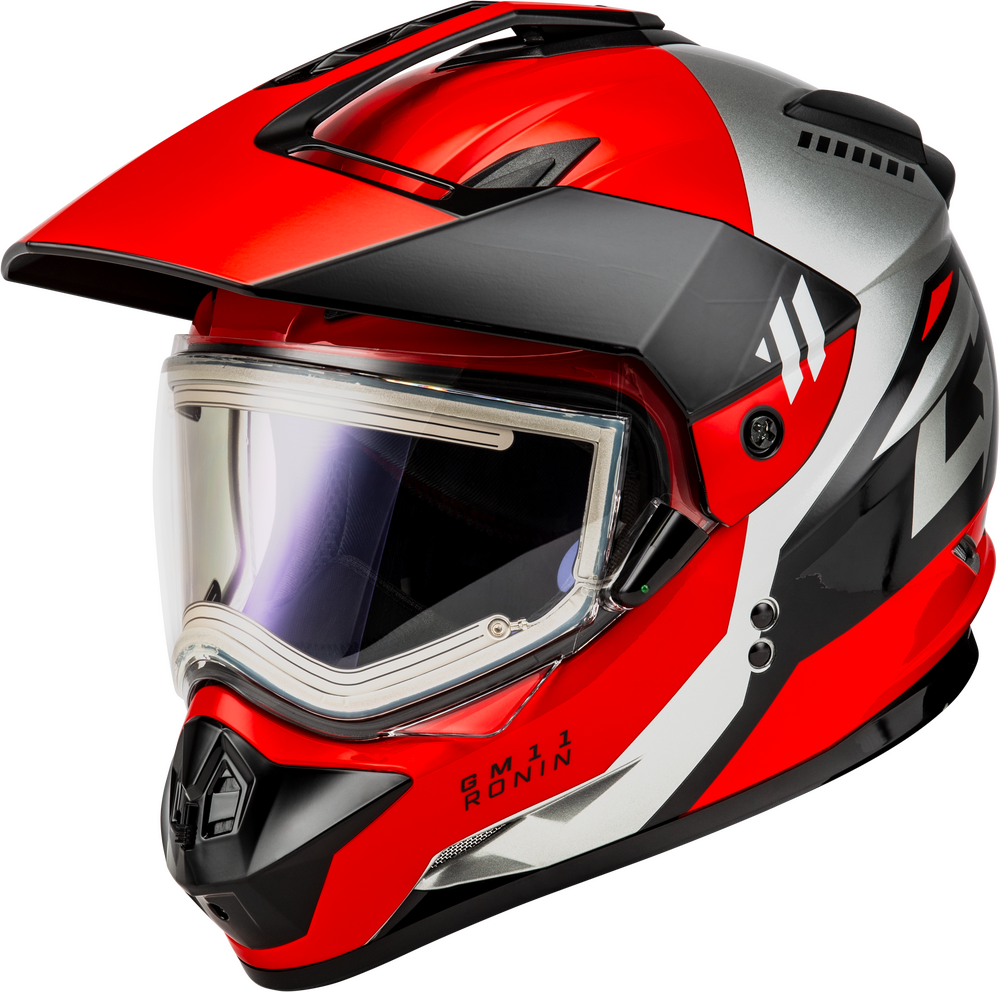 Gmax GM-11S Ronin Snow Helmet Black Red Electric Shield