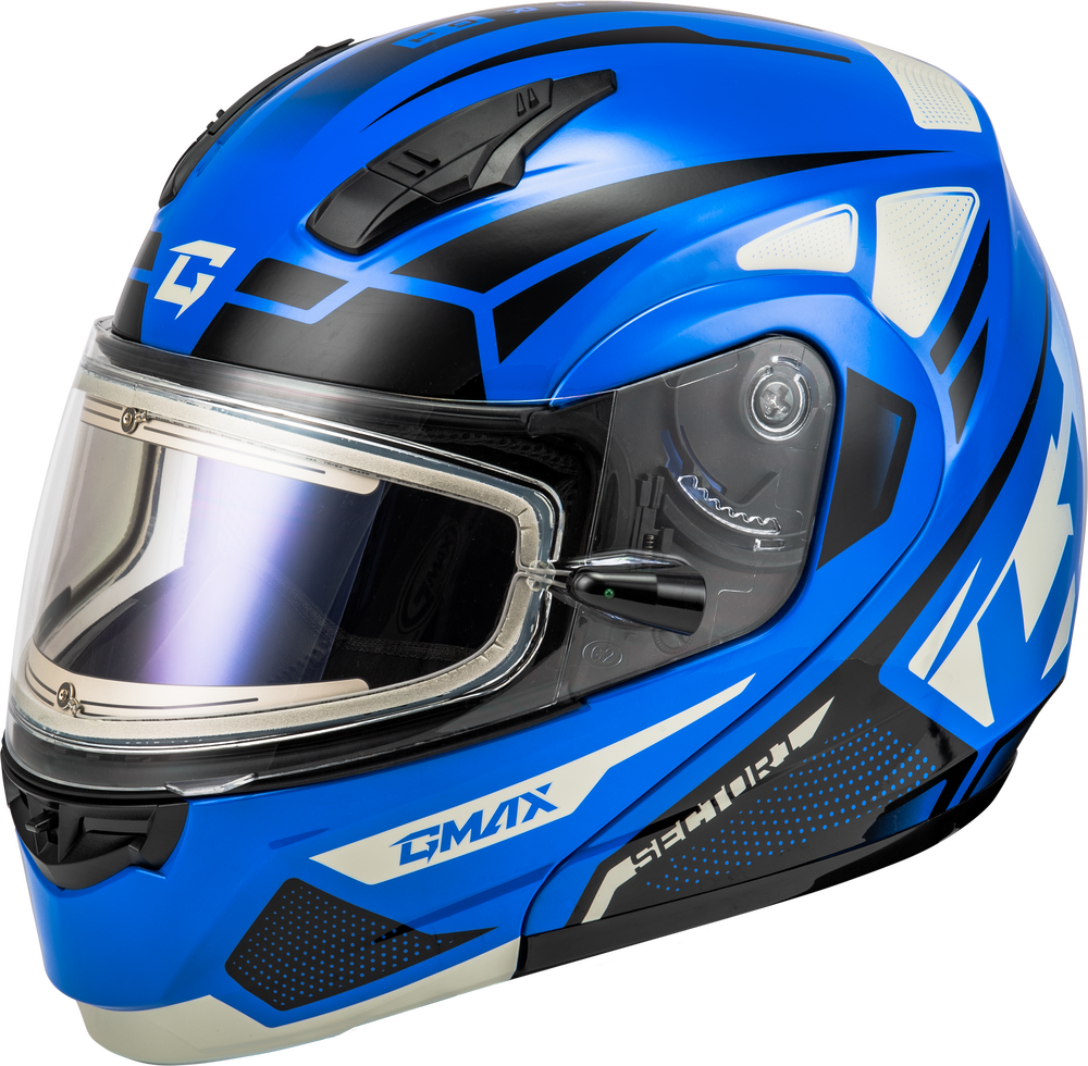 Gmax MD-04 Modular Snow Helmet Sector Gloss Blue Black Electric Shield